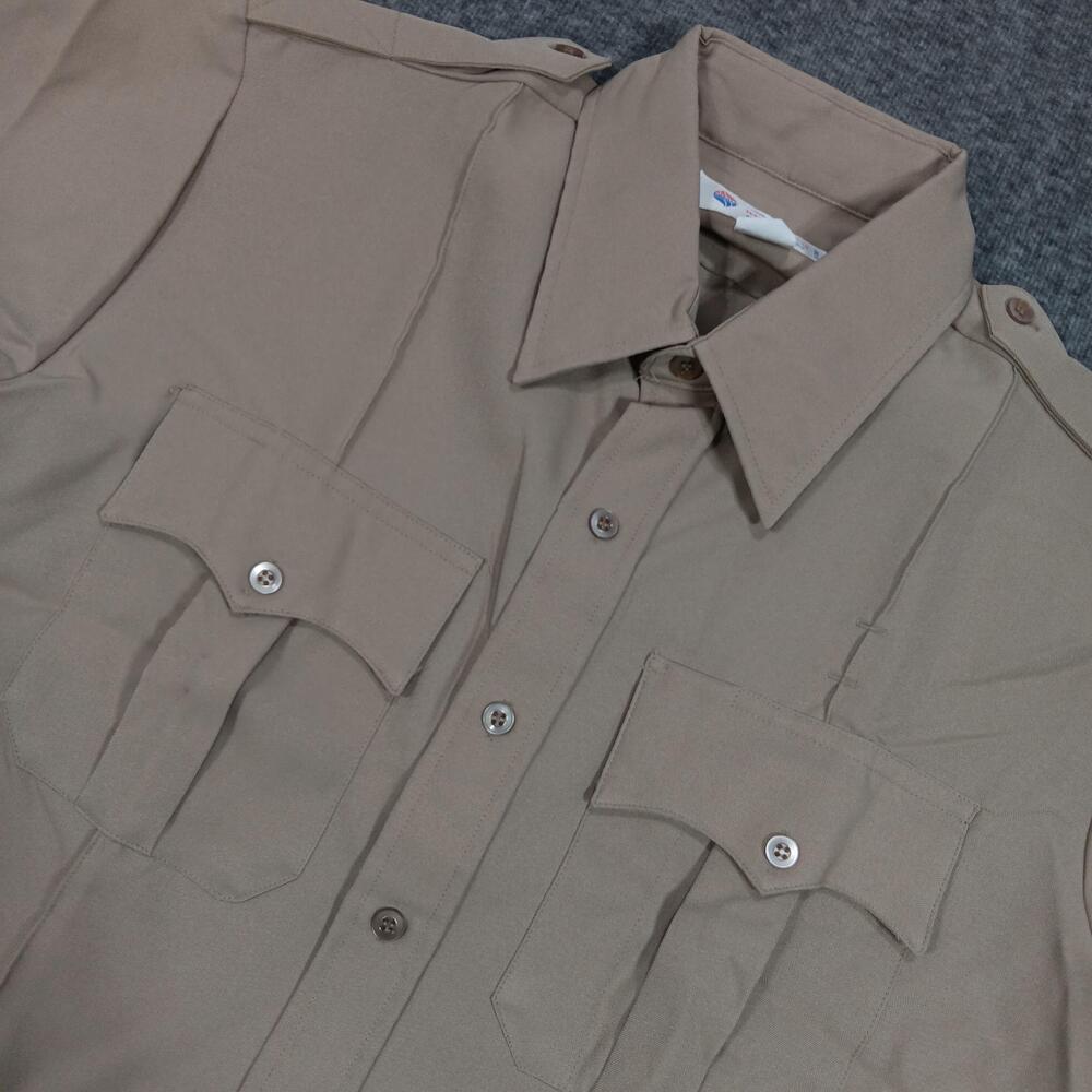 Liberty Uniform Shirt Mens Large Tan Short Sleeve Button Up Workwear Polyester